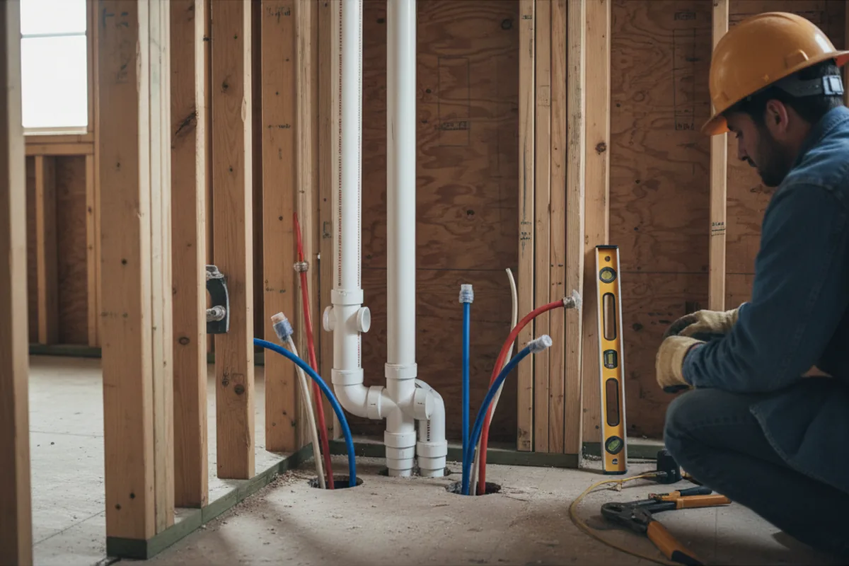 Drain and supply rough-in during Sump Pump Repair in Lakeview